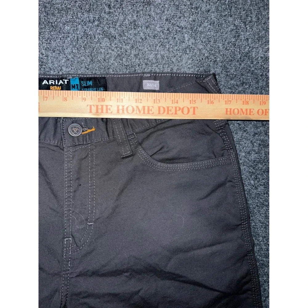Ariat Rebar M7 Slim Straight Leg Work Pants Gray Canvas 32x34